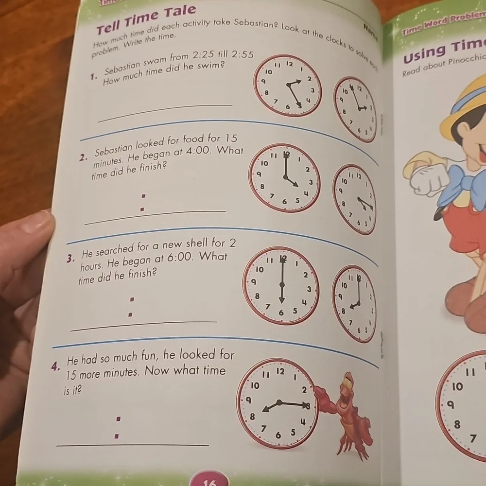 Disney Learning Time & Money Activity Book. Nwots, never used